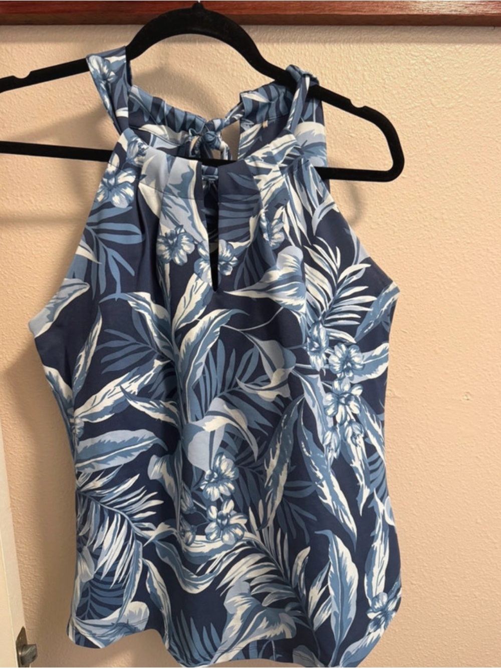 Tommy Bahama Navy and Light Blue Tropical Halter Tank